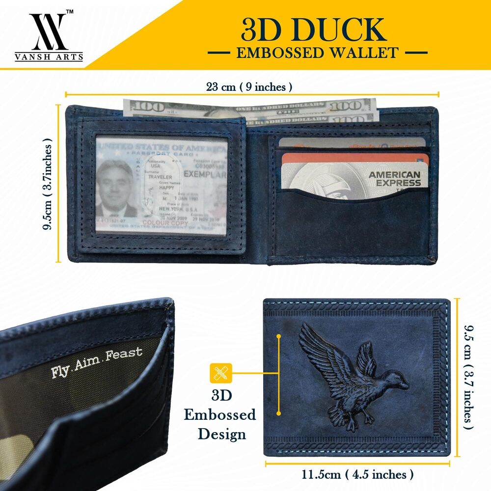 3047 Leather Wallets - 3D Embossed Realistic Duck Design Bifold Leather - Picture 3 of 9